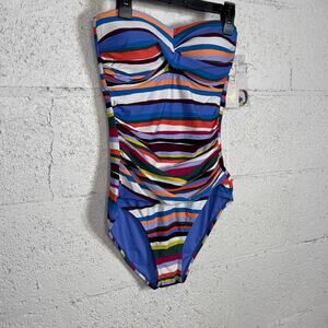 Anne Cole Painted Stripe Bandeau One-Piece Swimsuit multi 6 $98